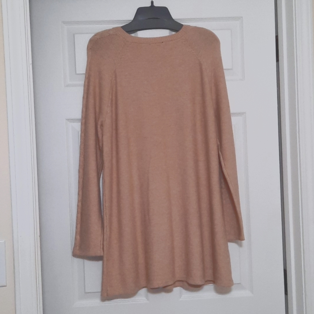 Vision 155 Large Tan Cable Knit Longsleeve Crewneck Tunic Sweater - Picture 3 of 4